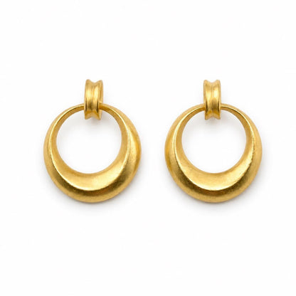 Open Circle Stud Earrings,Satin 18k Gold Plated - ST717