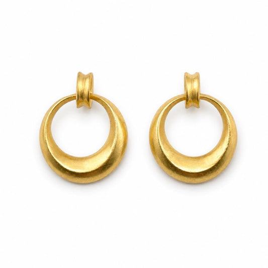 Open Circle Stud Earrings,Satin 18k Gold Plated - ST717