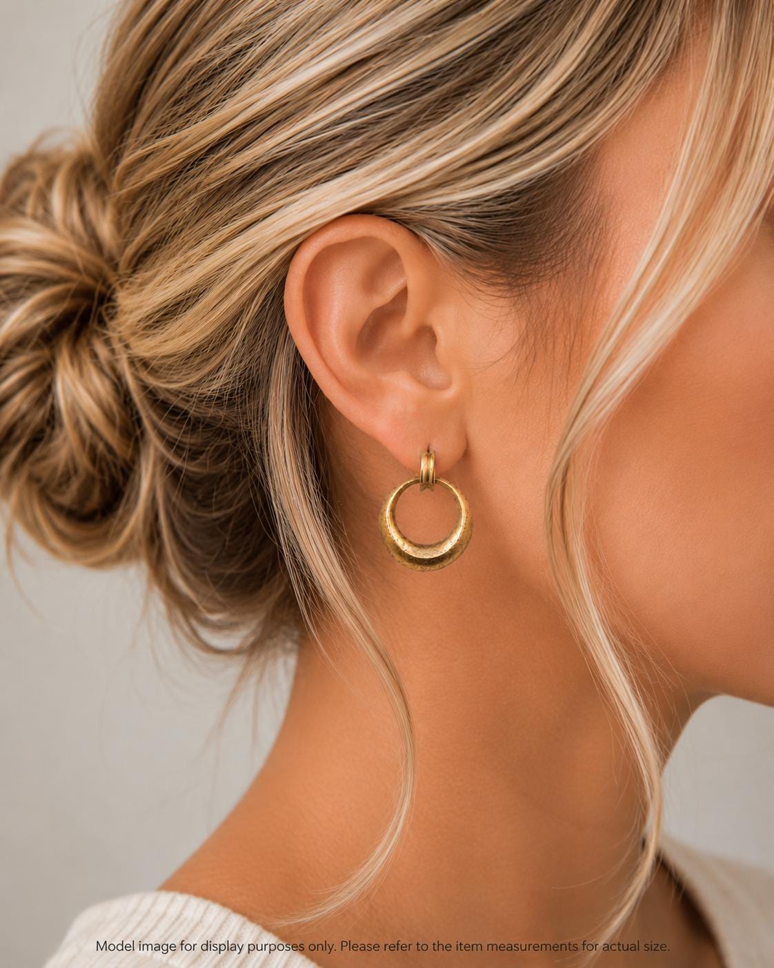 Open Circle Stud Earrings, Antiqued 18K Gold Plated - AG716