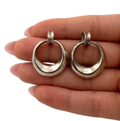 Open Circle Stud Earrings, Antiqued Pewter, PT718