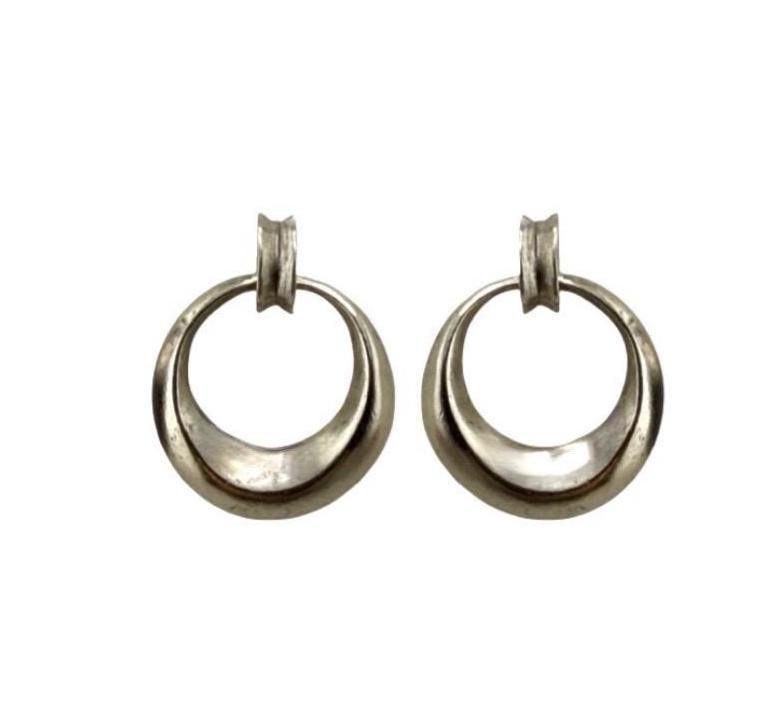 Open Circle Stud Earrings, Antiqued Pewter, PT718
