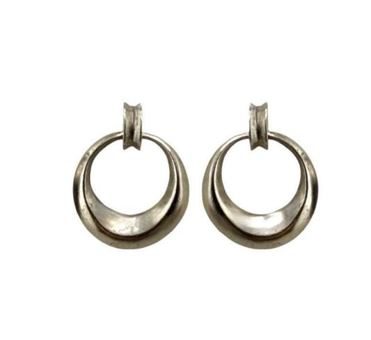 Open Circle Stud Earrings, Antiqued Pewter, PT718