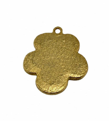 Pink Resin Boho Flower Charm, Antiqued Gold Plated - AG777