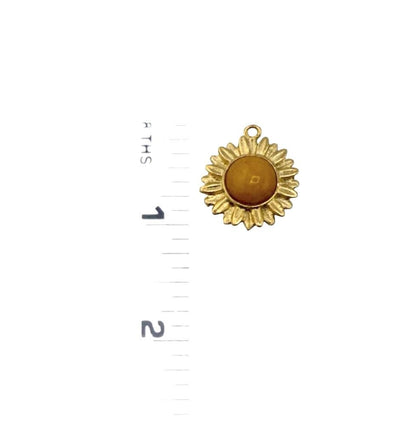 Yellow Jade Flower Charm, Satin Gold Plated - ST780