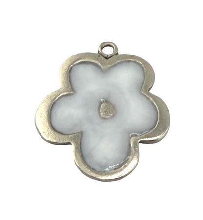 Resin Flower Boho Charm, Antiqued Pewter - PT695