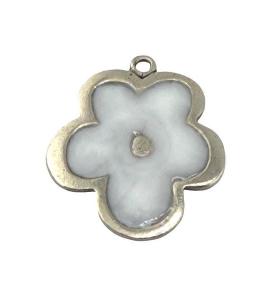 Resin Flower Boho Charm, Antiqued Pewter - PT695