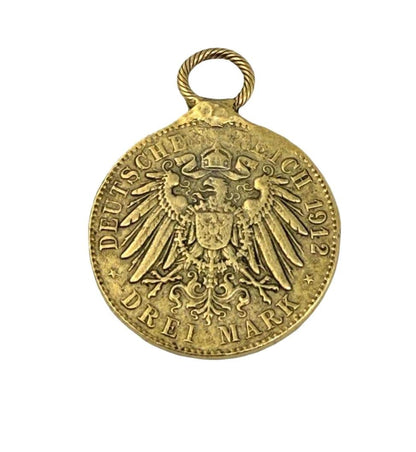 Replica 1912 Antique German Mark Pendant, Antiqued Gold Plated - AG060