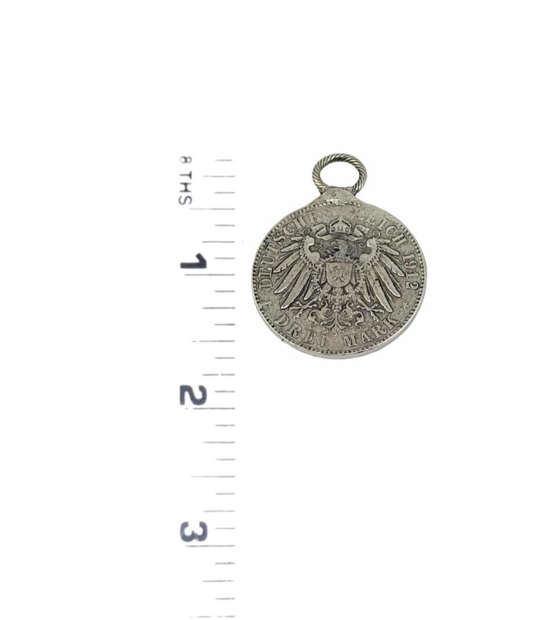 Replica 1912 German Mark Coin Pendant, Antiqued Pewter - PT420