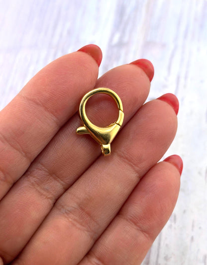 20mm Round Lobster Clasp, Satin 18k Gold Plated - ST231