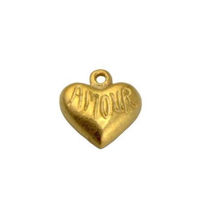 Amour Tiny Heart Charm, Satin 18k Gold Plated - ST706