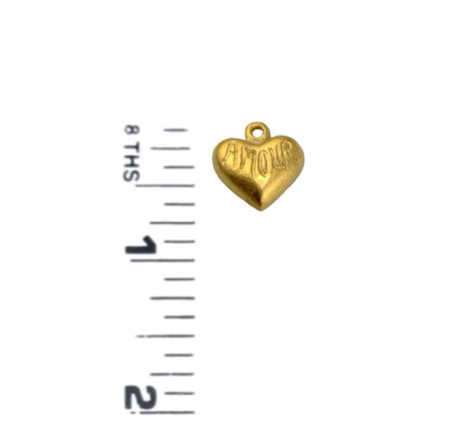 Amour Tiny Heart Charm, Satin 18k Gold Plated - ST706
