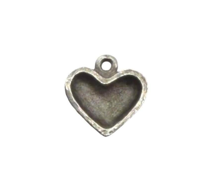 Amour Tiny Heart Charm, Antiqued Pewter - PT758