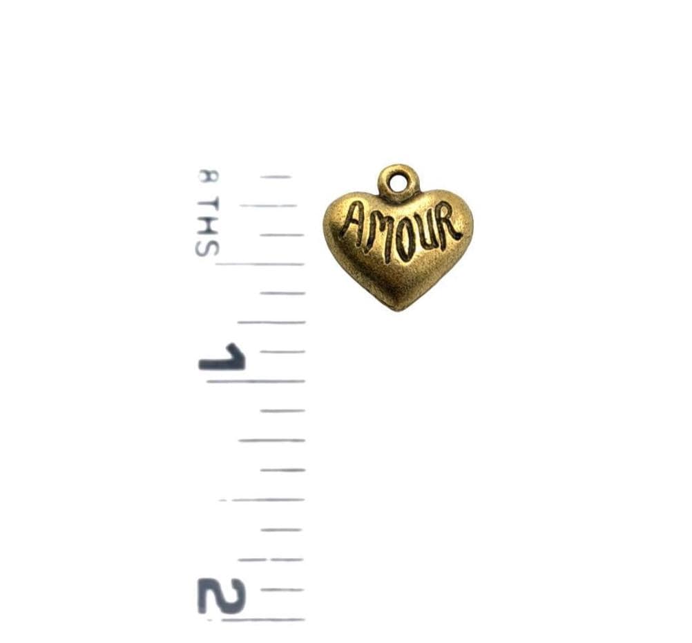 Amour Tiny Heart Charm, Antiqued 18k Gold Plated - AG696