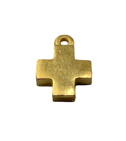 Square Small Cross Charm, Satin 18k Gold Plated, Boho Findings, Christian Charms, DIY Jewelry Making Supplies,Catholic Cross Pendants, ST756