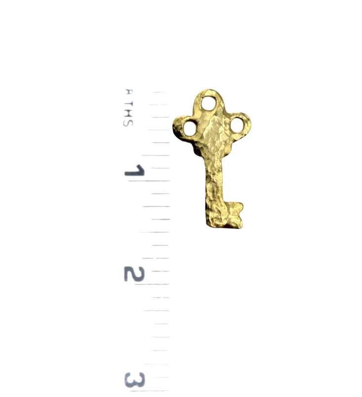 Hammered Key Charm, Satin 18K Gold Plated - ST245