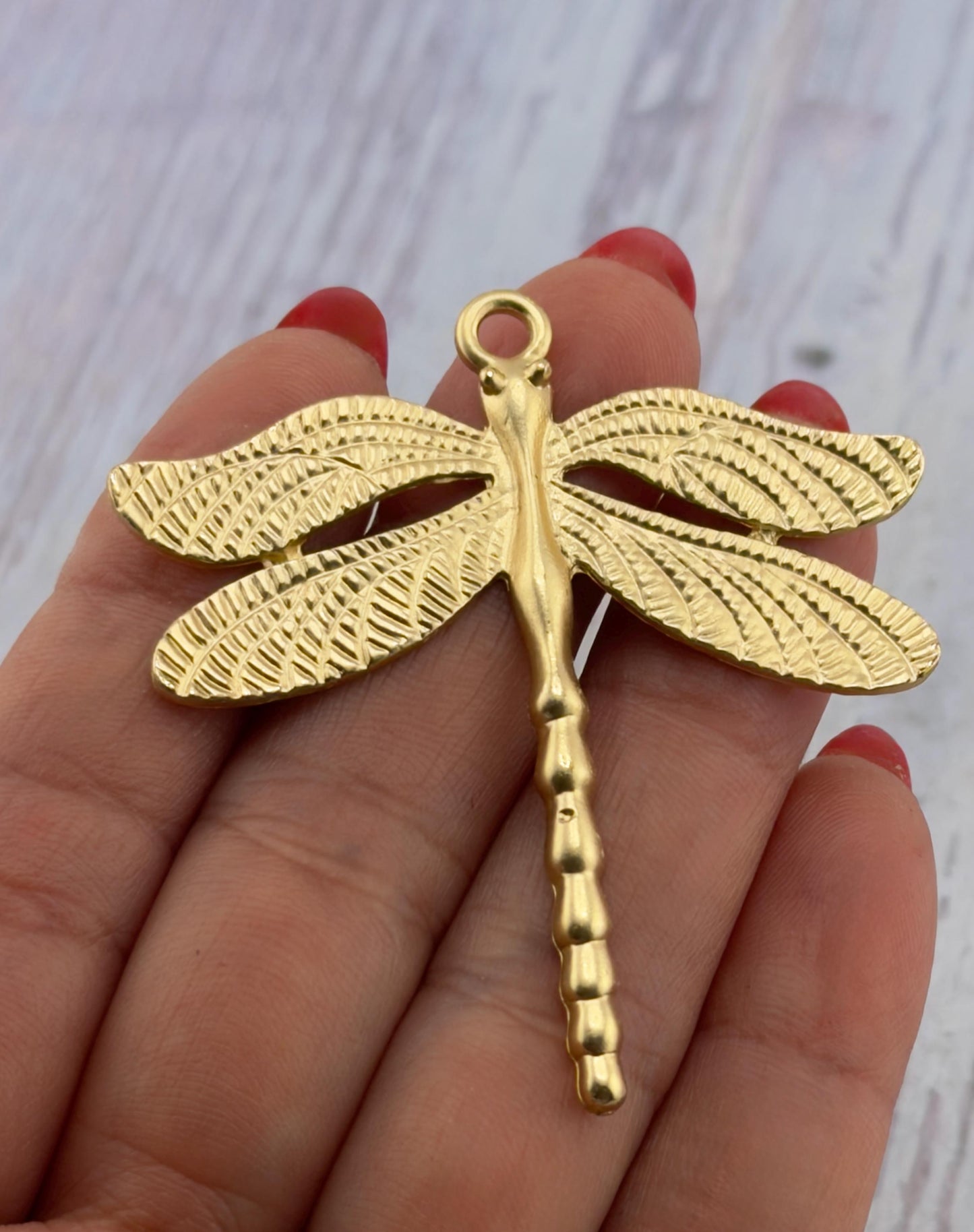 Large Dragonfly Charm, Satin 18k Gold Plated - ST338