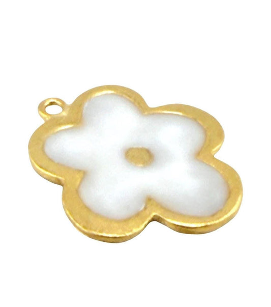 Resin Flower Charm, Satin 18K Gold Plated - ST755