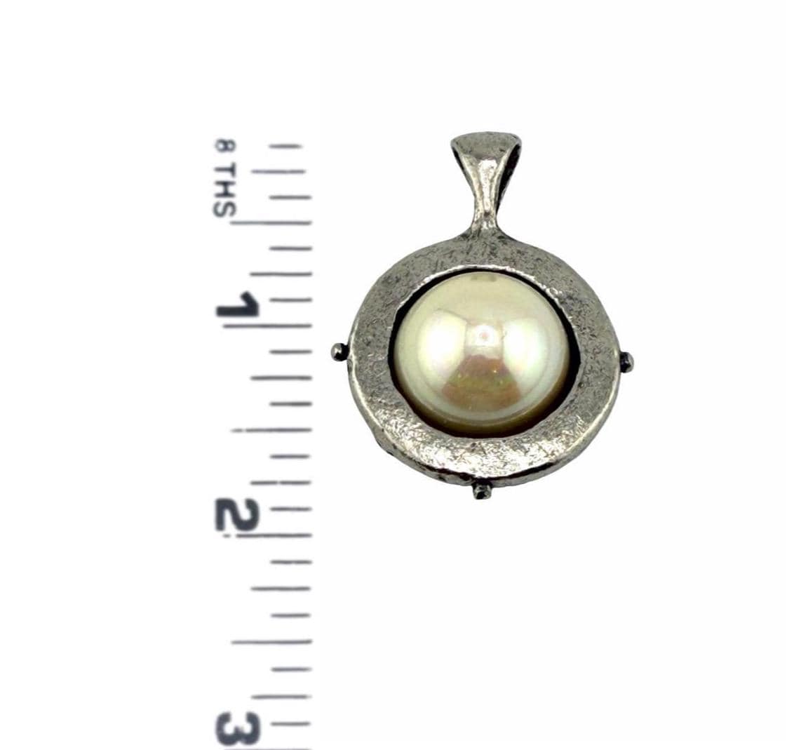 Large White Pearl Charm, Antiqued Pewter, Oversized Pendant, DIY Jewelry Making Supplies,Wholesale Bulk Statement Bail Components, PT776