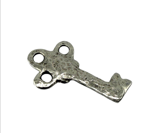 Hammered Key Charm, Antiqued Pewter - PT425