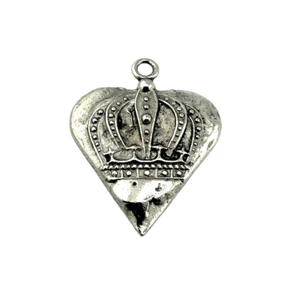 Old-World Boho Vintage Style Crown Pendant,  Antiqued Pewter - PT415