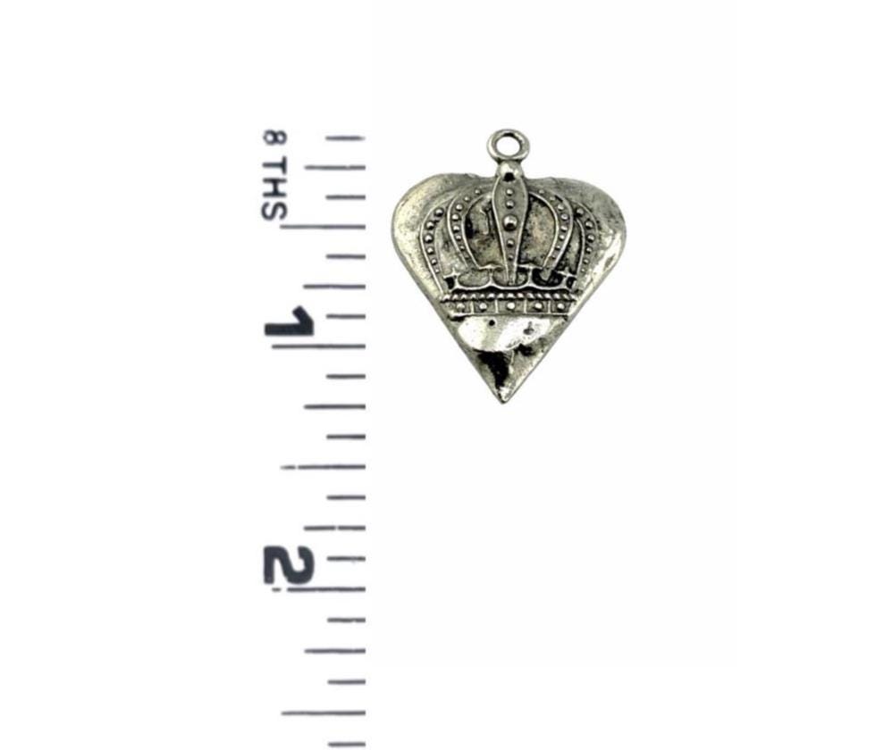 Old-World Boho Vintage Style Crown Pendant,  Antiqued Pewter - PT415