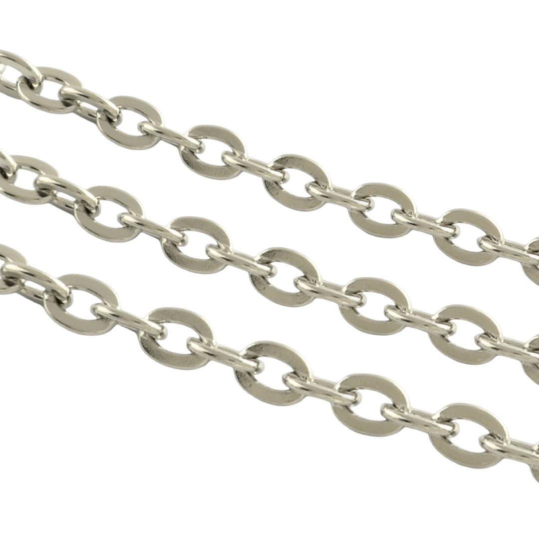Flat Link Minimalist Oval Chain, Stainless Steel