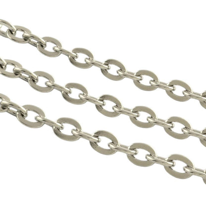 Flat Link Minimalist Oval Chain, Stainless Steel