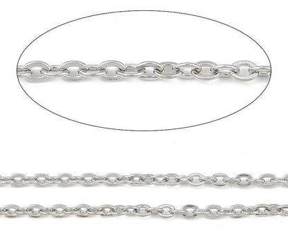 3 Feet - Flat Link Stainless Steel Minimalist Oval Twist Chain