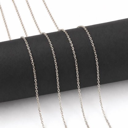 32 Feet - Flat Link Stainless Steel Minimalist Oval Twist Chain