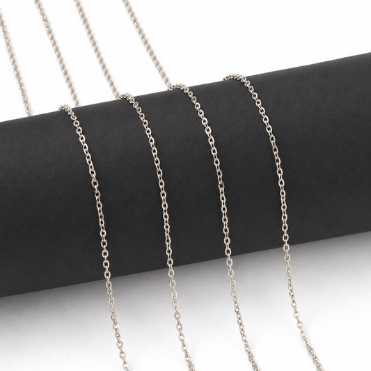 32 Feet - Flat Link Stainless Steel Minimalist Oval Twist Chain