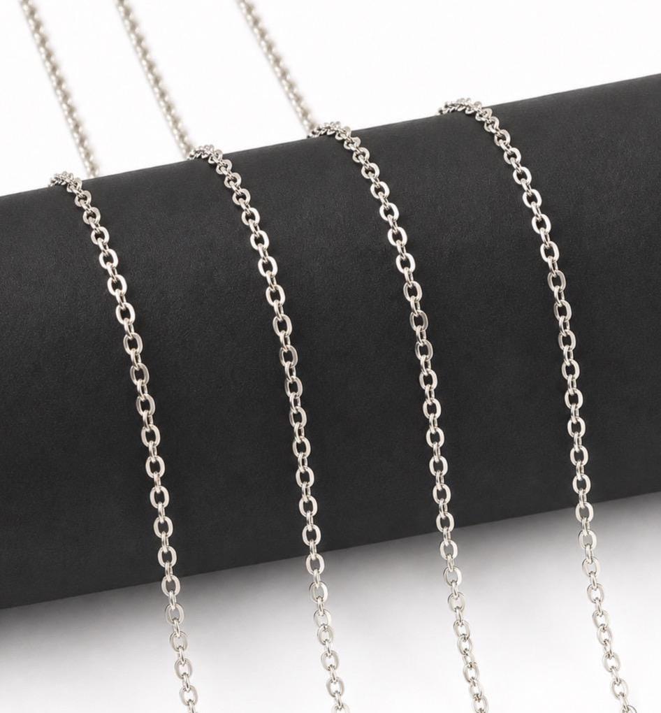 32 Feet - Flat Link Stainless Steel Minimalist Oval Twist Chain