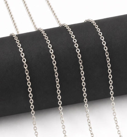 32 Feet - Flat Link Stainless Steel Minimalist Oval Twist Chain