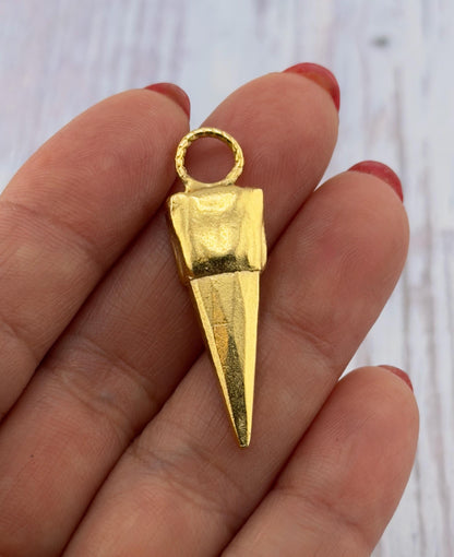 Boho Spike Charm, Satin 18k Gold Plated - ST244