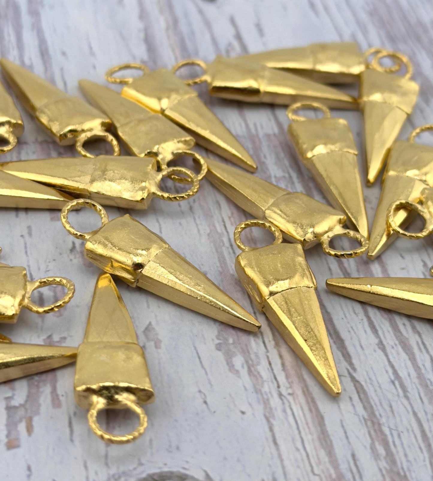 Boho Spike Charm, Satin 18k Gold Plated - ST244
