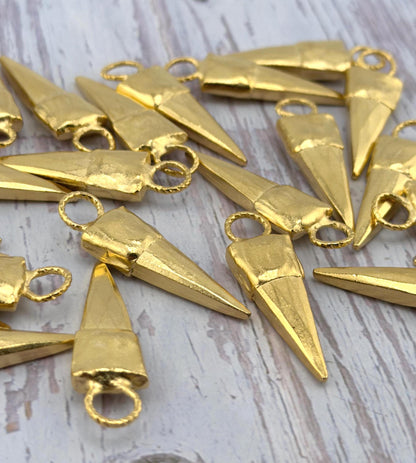 Boho Spike Charm, Satin 18k Gold Plated - ST244