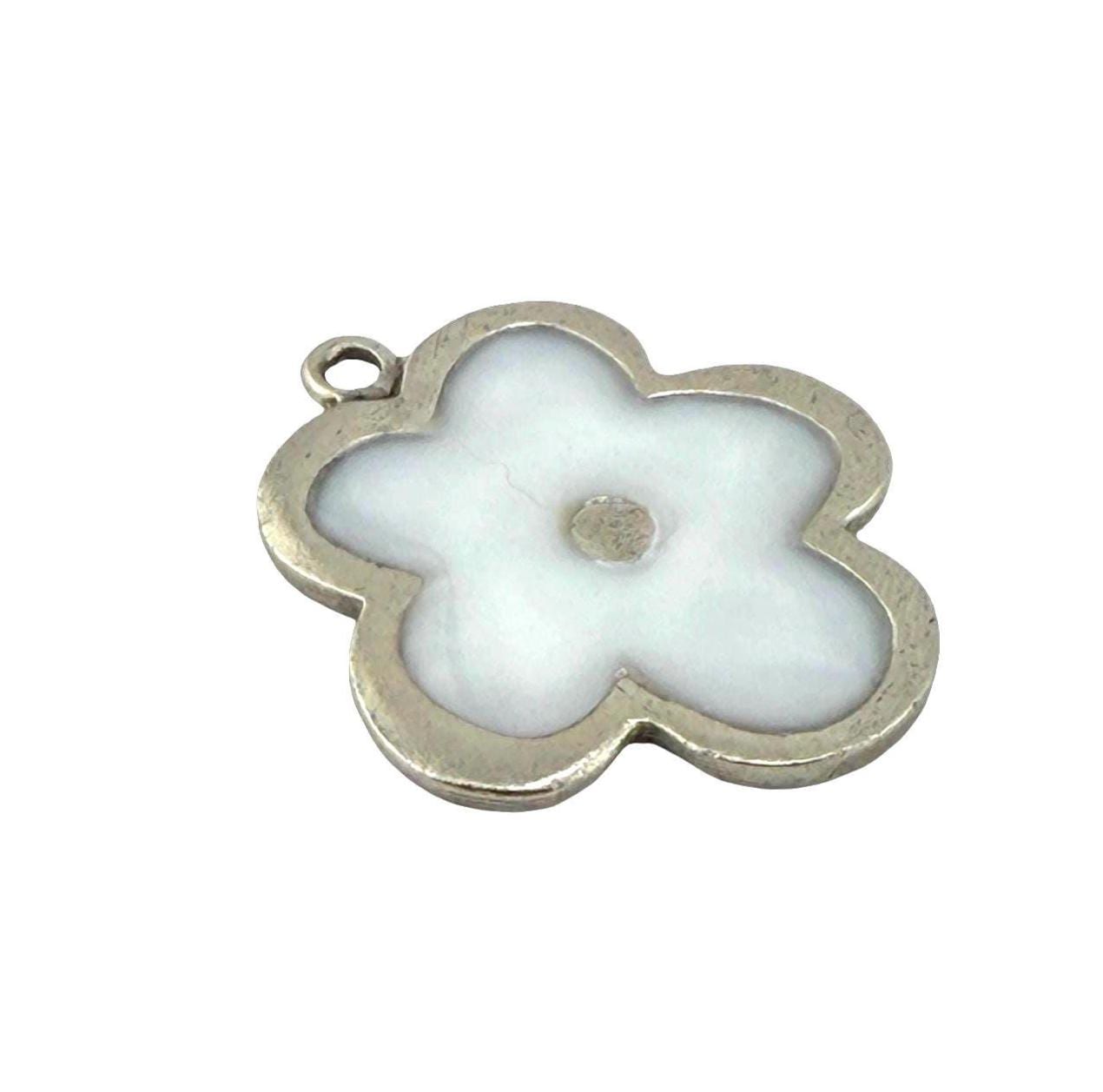 Resin Flower Boho Charm, Antiqued Pewter - PT695