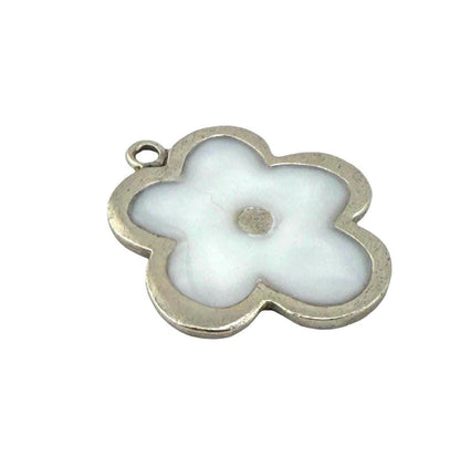 Resin Flower Boho Charm, Antiqued Pewter - PT695