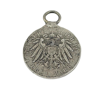 Replica 1912 German Mark Coin Pendant, Antiqued Pewter - PT420