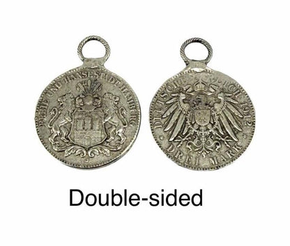 Replica 1912 German Mark Coin Pendant, Antiqued Pewter - PT420