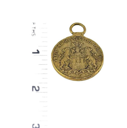 Replica 1912 Antique German Mark Pendant, Antiqued Gold Plated - AG060
