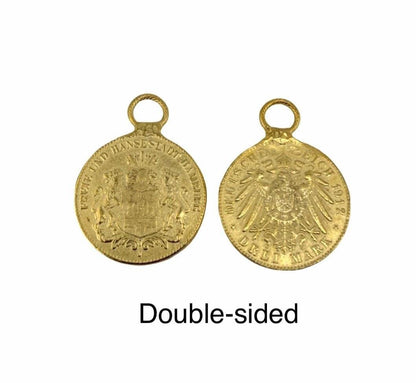 Replica 1912 German Mark Coin Pendant, Satin Gold Plated - ST240