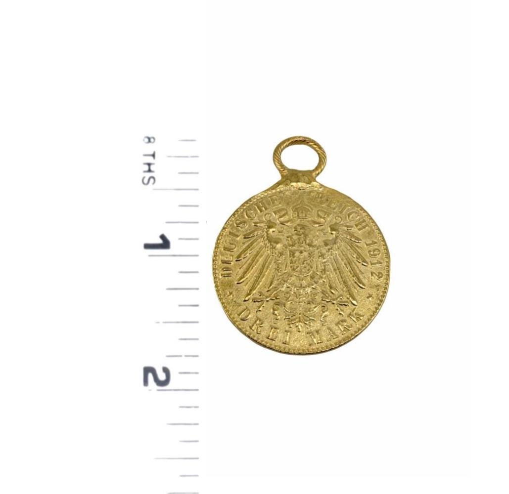 Replica 1912 German Mark Coin Pendant, Satin Gold Plated - ST240