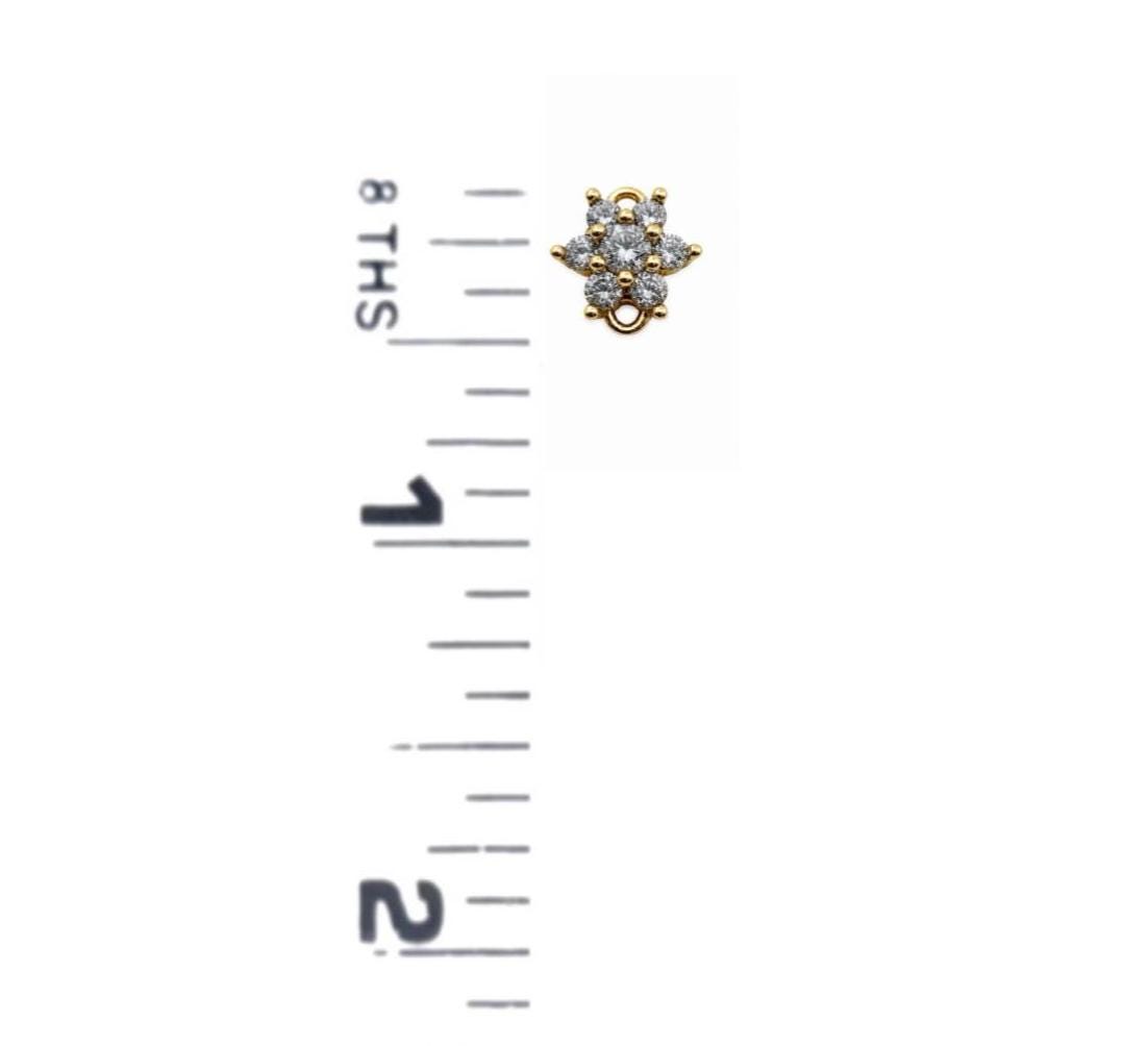 Small CZ Flower Charm Connector, Antiqued Gold Plated - AG098