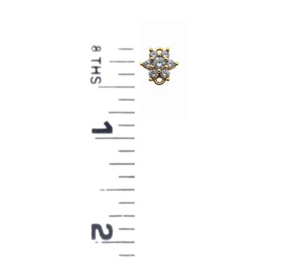 Small CZ Flower Charm Connector, Antiqued Gold Plated - AG098