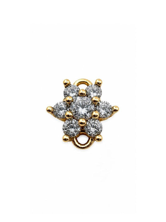 Tiny CZ Flower Charm Connector, Antiqued Gold Plated - AG789