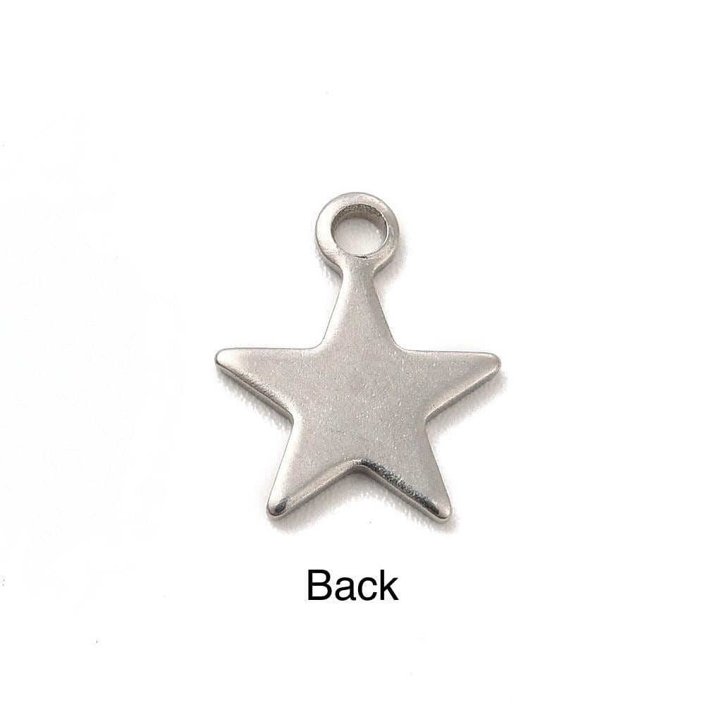 (2 count) Hot Pink Tiny Star Charms, Stainless Steel and Enamel - S015