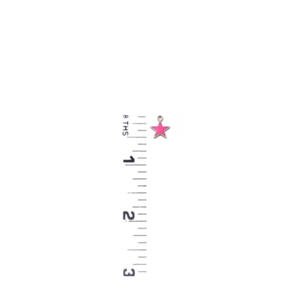 (2 count) Hot Pink Tiny Star Charms, Stainless Steel and Enamel - S015