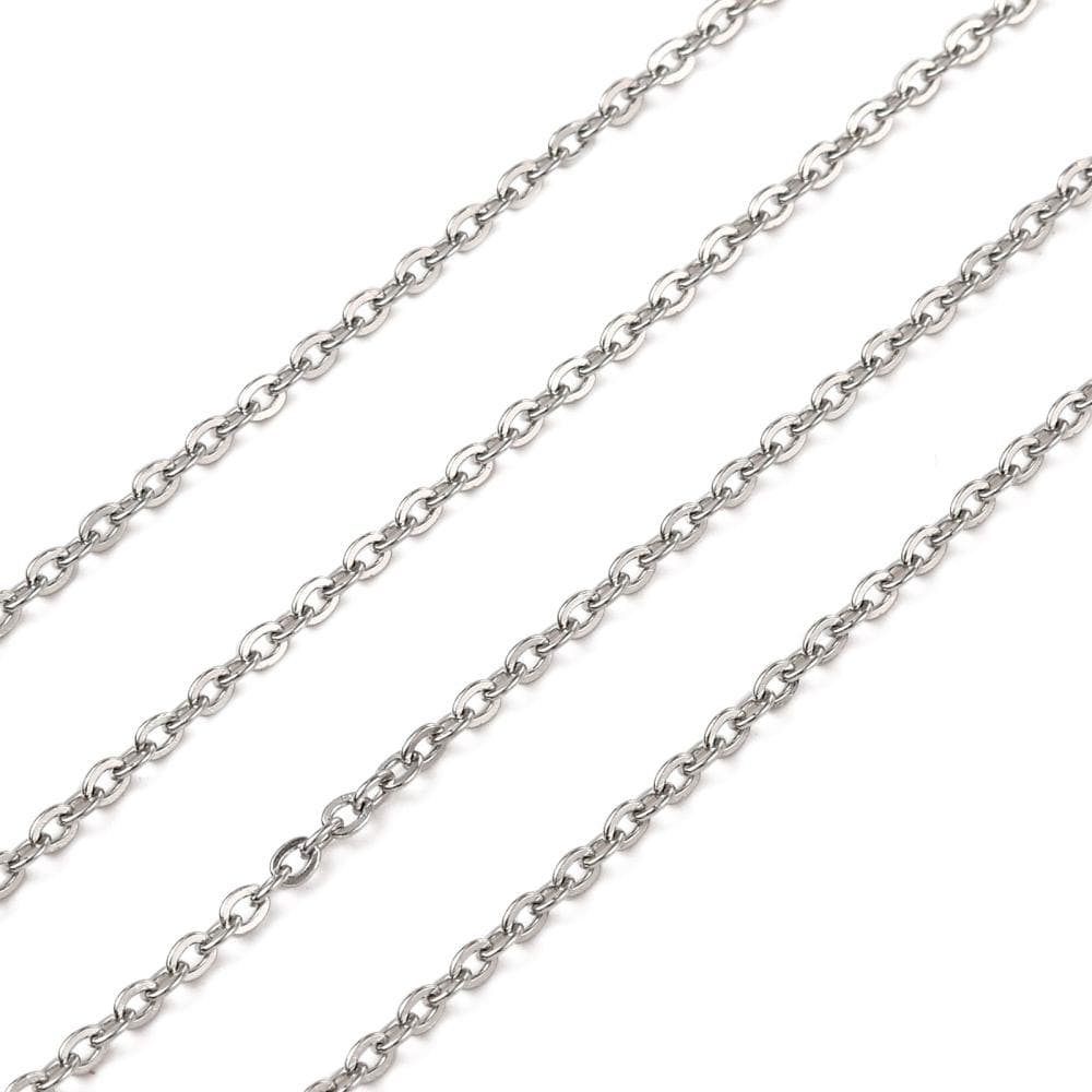 32 Feet - Flat Link Stainless Steel Minimalist Oval Twist Chain