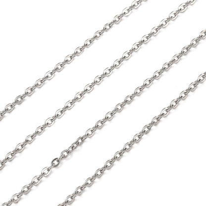 32 Feet - Flat Link Stainless Steel Minimalist Oval Twist Chain