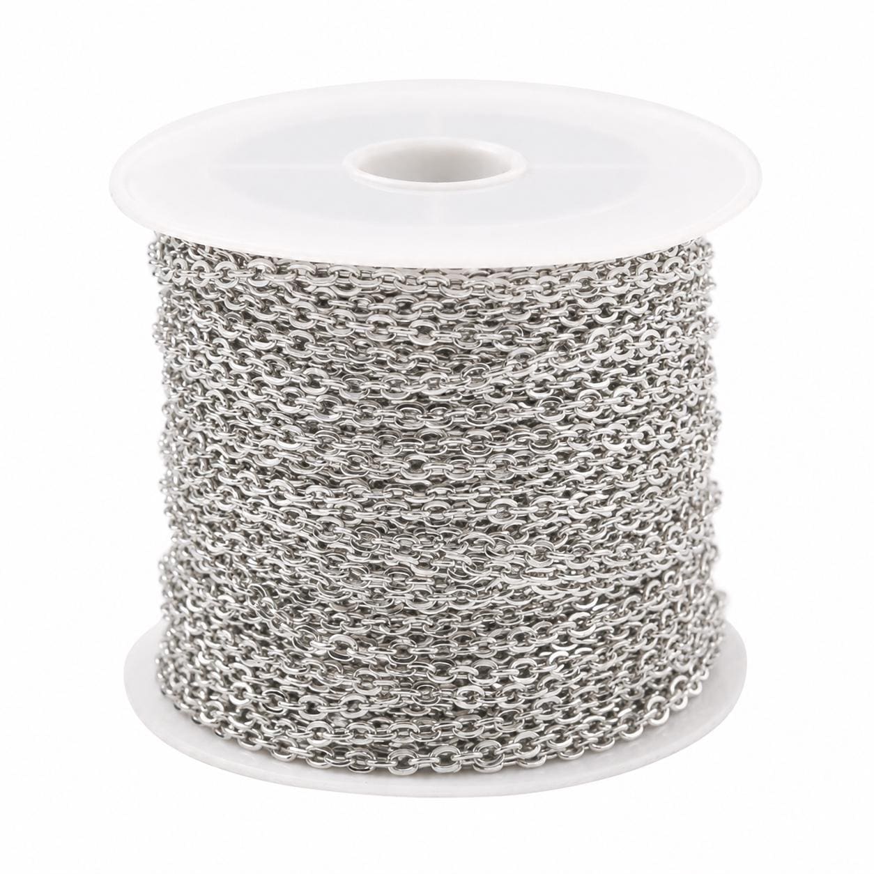 32 Feet - Flat Link Stainless Steel Minimalist Oval Twist Chain